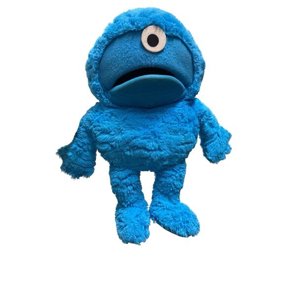 FAO Schwarz Elmo's Monster Factory Sesame Street Blue Puppet 16" Plush 2019 - Picture 1 of 10